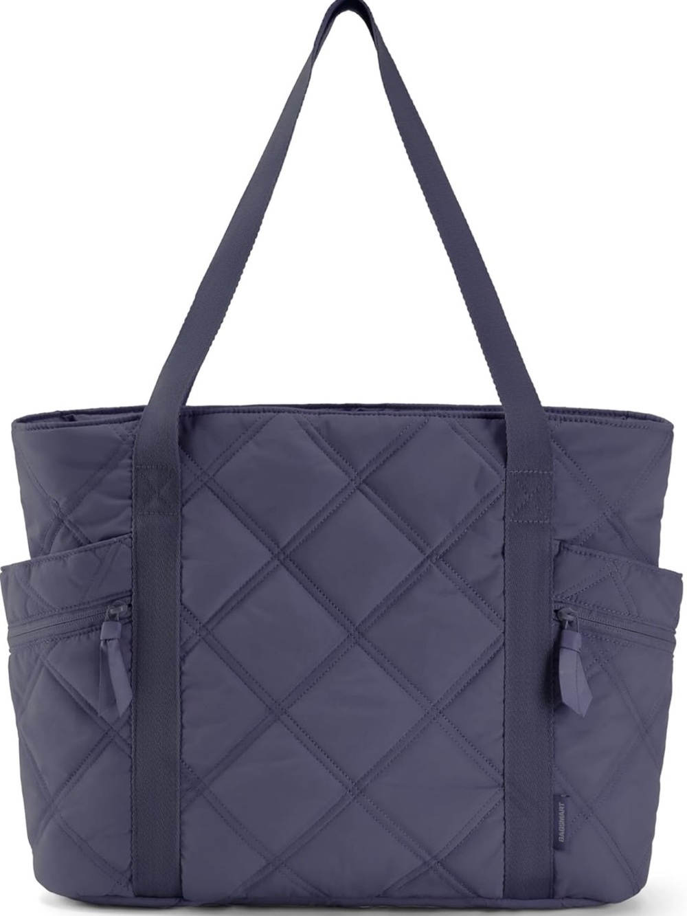 Quilted Deep Blue Everyday Tote with Side Pockets
